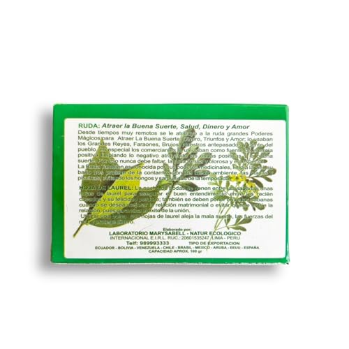 Rue Soap Bar infused with bayleaf, Jabon de ruda y laurel, for wealth, Good luck, love, money and happiness, Spiritual Bath bar soap
