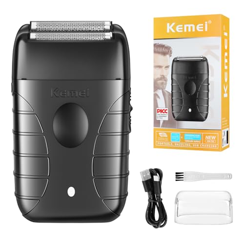 KEMEI Professional Electric Foil Shaver for Men, Beard Trimmer & Men's Grooming Tool, Foil Shaving and Bald Head Precision Trimmer. Cordless and Rechargeable with USB. Gifts for Men