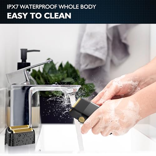 Electric Razor for Men Face, Electric Shavers for Men, Foil Shaver with 3 Adjustable Speeds, Rechargeable Waterproof Close Shave Trimmer with LED Display for Face/Beard/Head (Dark Black)