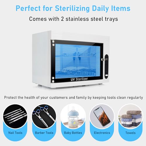 8L UV Cleaning Cabinet, High Capacity Nail Tool Cleaning Machine with Timer for Bottle Manicure Spa Barber Tool Equipment Cleaning