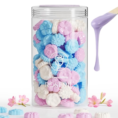 Flower Shaped 1LB Hard Wax Beads - 7 Unique Designs, Gentle Floral Scent, Color-Changing Wax Beads | All-Body Hair Removal (Face, Bikini, Arms, Legs) | At-Home Wax Refill for Women & Men