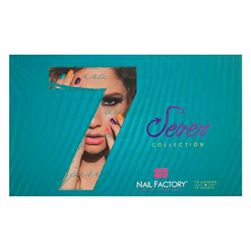 Nail Factory - Acrylic Powder Set Seven Collection, 14 Colors Mixed Shapes Set Glitter Nail Sequins Powder Holographic, Professional Nail Art Cosmetic, 3.5 Gr. Each One.