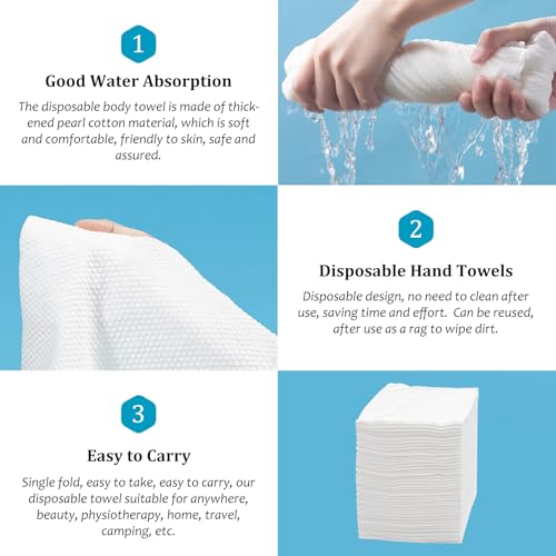 Premium Disposable Towel, 100 PCS Ultra Soft, Quick Dry Disposable Hair Towels Spa Salon Towel, Portable Body Towels Disposable for Massage Beauty Hotel Camping Travel Gym 28 x 12 inch