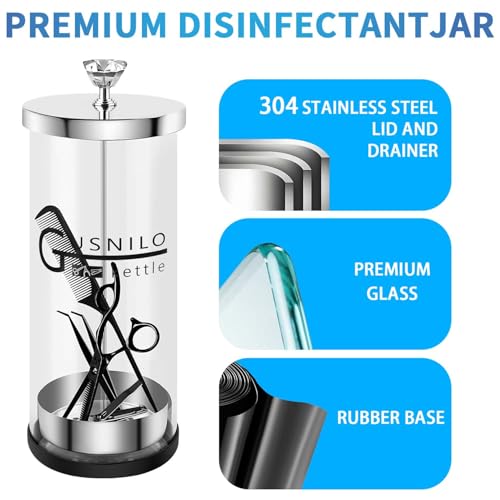 Gusnilo 42 Oz Jar with Stainless Steel Tray and Durable Glass,Salon Jar Suitable for Nail Tools & Spa Implements,Hairdressing Tools