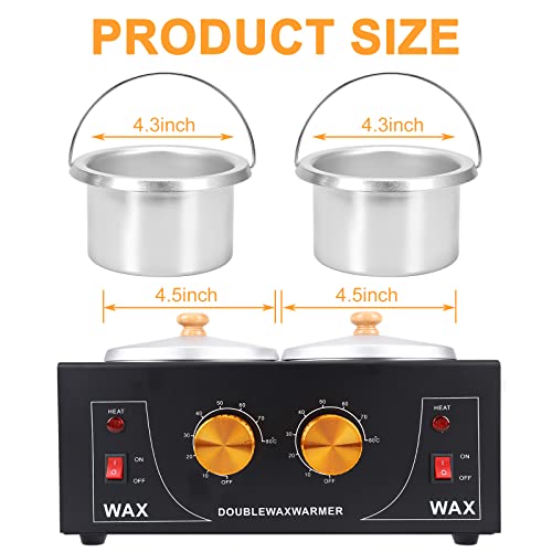 Upgraded Double Non-Stick Wax Warmer, Professional Electric Paraffin Heater with Adjustable Temperature for Facial, Skin Spa Equipment