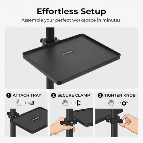 Durable Lash Tray for Ring Light - Spa Ring Light Adjustable Tray for Lash Artists, Estheticians & Tattoo Supplies - Lash Tray Holder with Phone & iPad Slots for an Organized Workspace