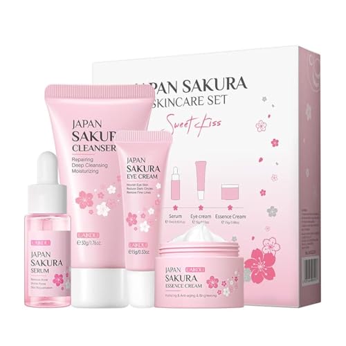 1 Pack Skin Care Set, Containing Deep Cleansing Facial Cleanser+ Hydrating Facial Cream + Skin Refining Facial Serum+Firming Eye Cream, Smoothing Fine Lines