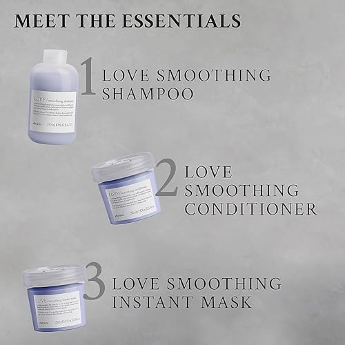 Davines LOVE Smoothing Shampoo, Taming Anti-Frizz Gentle Cleansing Action for Wavy, Unruly, Coarse Hair - Gives Shine, Elasticity, Softness, and a Sleek Smooth Look with Olive Extract, 8.45 Fl Oz