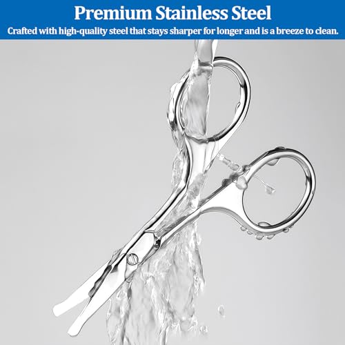 Professional Nose Hair Scissors Set, Stainless Steel Small Shears for Grooming Mustache, Beard Grooming Scissors for Men & Women, Eyebrow Ear Facial Trimmer (3 Pack)