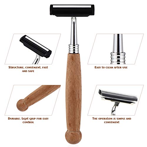 Beaupretty Bamboo Handle Safety Razor for Men Reusable Single Blade Manual Shaver Smooth Close Shaving Experience Comfortable Grip 5.11 Inch