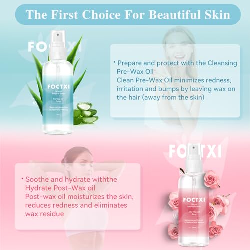 Pre Wax Cleanser and After Wax Care, Pre Cleanser-Spray and Treatment, After Oil-Reduces Redness, Removes Residue, Before And After Waxing Skin Care Kit, 3.5oz
