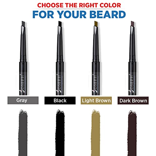 Beard Pencil - Dual-Ended Beard Filler for Men to Define & Fill Uneven Areas, Natural-Looking Barber Pencil with Spoolie Brush, Waterproof & Long-Lasting (Black)