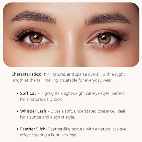 Cat Eye False Eyelashes ? Natural Look, Wispy & Lightweight Glue-On Lashes, Reusable Fake Eyelashes for Everyday & Party Makeup (10 Pairs)