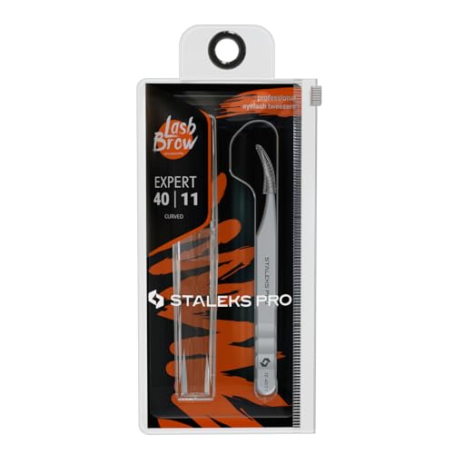 Staleks Pro Professional Eyelash Tweezers Expert 40 Type 11 ? Curved ? Lash Separation ? Stainless Steel ? Anti-Fatigue Design