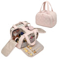 Travel Toiletry Bag, Large Quilted Cosmetic Organizer with Water-Resistant PVC & Mesh Pockets, Makeup Bag for Weekend Trip and Business Travel Essentials (Pink)