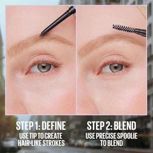 Maybelline Express Brow Ultra Slim Eyebrow Makeup, Brow Pencil with Precision Tip and Spoolie for Defined Eyebrows, Medium Brown, 1 Count (Packaging May Vary)