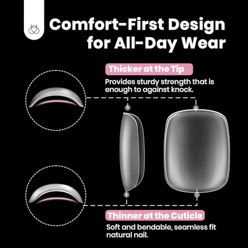 Beetles Toe Nail Tips Square for Big Toes - 15 Sizes 180 Pcs Long Wider Full Cover Toenail Tips Fake Acrylic Pre-etched Double Matte Nail Extensions, Press on Toe Nails for Wide Nail Beds
