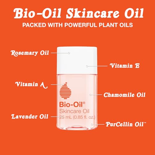 Bio-Oil Skincare Body Oil Serum for Scars and Stretch Marks, Face and Body Moisturizer with Vitamin E & A for Sensitive Dry Skin, Dermatologist Recommended, Travel Size, .85 oz, Pack of 3