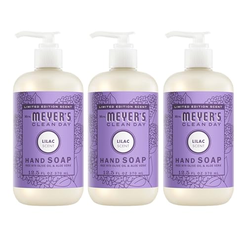 MRS. MEYER'S CLEAN DAY Liquid Hand Soap, Lilac Scent, 12.5 Ounce Bottle (Pack of 3)