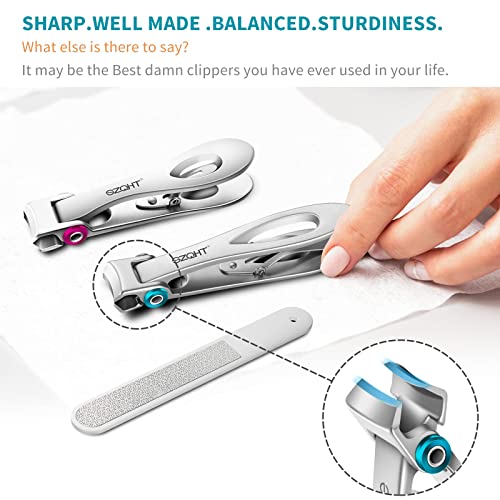 SZQHT Extra Wide Jaw Opening Nail Clippers for Thick Nails Cutter for Ingrown Toenail Clippers & Fingernails Manicure Set,Pedicure Kit,Men & Women(Silver) (Pack of 2)