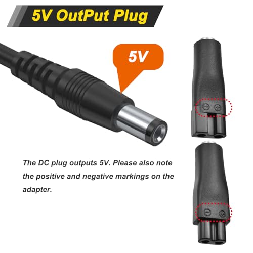 Power Cord 5V Replacement Charger USB Adapter, Hair Trimmer Charger Cable for Electric Clippers, Beard Trimmers, Shavers, Purifiers (2 Cable & 7 Adapter & Bag)