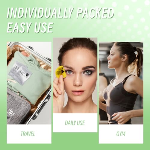 Kojic Acid Cleansing Turmeric Pads: 30 Packs Individually Wrapped Face Makeup Remover - Face Scrub Pads