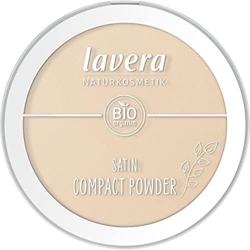 lavera Satin Compact Powder -Medium 02- nude - Almond Oil & Rice Powder - Vegan - Mattifying - Long-Lasting - Velvety Texture 0.32 Fl Oz