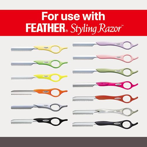 Feather Bonus Value Pack, Styling Razor Standard Blades - Professional Hair Cutting Blades for Styling, Shaping, Thinning - Single Edge Guarded Blade - Made in Japan -30 Counts +1 Blade Disposal Case