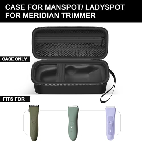 PAIYULE Case for MANSPOT for Meridian Body Hair Trimmer for Men, Electric Beard Shaver Storage Holder for LADYSPOT Pubic Razor and Extra Blade Heads- Box Only (Black)