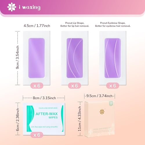 Facial Wax Strips Fast-Working for Body,At-Home Waxing Kit with 36ct Hair Remover Wax Ready Strips, Arms, Armpits, Bikini, Gentle, Personal Care Product (WAX STRIPS - for facial)