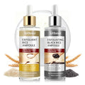 Black Rice Exfoliant and White Rice Ampoule Exfoliant, Peel Shot Glow Exfoliating Face Serum, Korean Skin Care Soft Exfoliating Body Scrub Dead Skin Cells, Blackheads Remover For All Skin Types 100ml