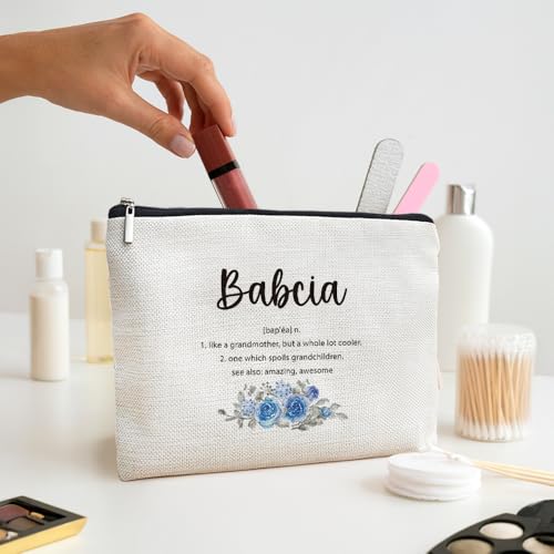 Babcia Gifts Makeup Bag, Best Babcia Gifts for Christmas from Grandkids Cosmetic Bag for Women, Grandma Gift from Granddaughter Grandson Toiletry Bags Zipper Makeup Pouch