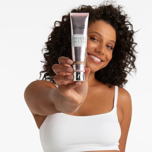 Loving Tan Deluxe Face Self Tanner, Dark - Streak Free, Natural, Professional Quality Sunless Tanning - 10+ Face Self Tanner Applications per Bottle, Cruelty Free, Naturally Derived DHA - 1.6 Fl Oz