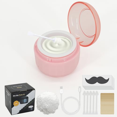 Nose Wax Kit for Men ? 50g Nose & Ear Hair Removal Wax, USB Fast Heat, Smart Temp, 10 Sticks, Painless & Easy Grooming Kit with Full Accessories (Pink)