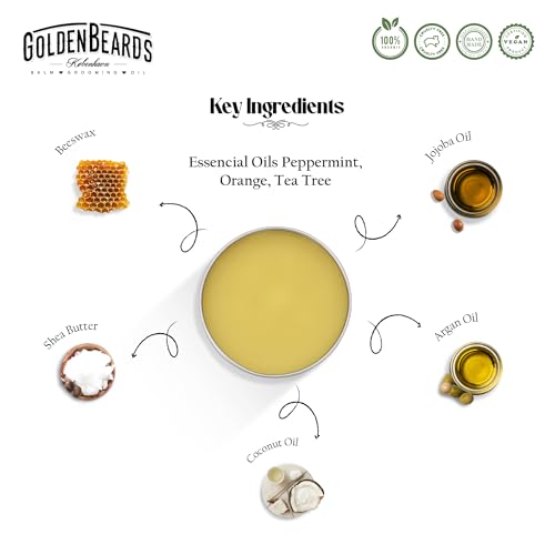 Golden Beards Mustache Wax ? Organic & Natural Medium Hold Styling Wax for Men, Nourishing Beeswax & Oils, Handmade in Denmark 30ml (1oz)