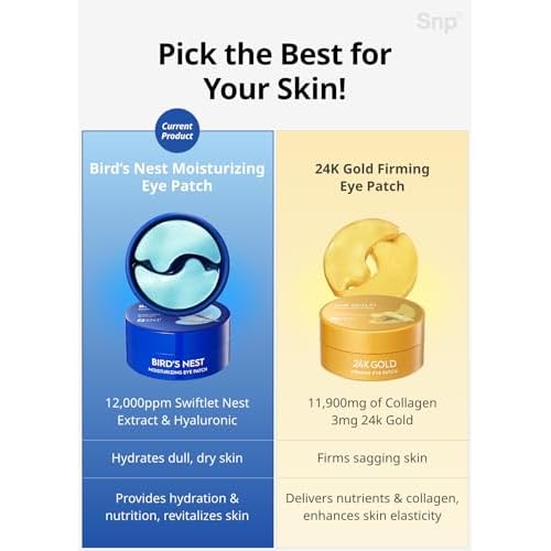 Snp 12,000ppm Bird's Nest + Hyaluronic Acid Eye Patch | Hydrating and Cooling for All Skin Types | Maximum Hydration Eye Patches | Korean Skincare Eye Mask | 60 Patches