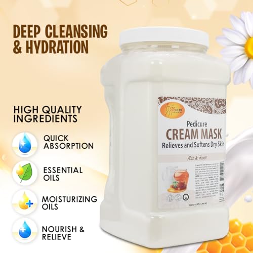 SPA REDI - Body and Foot Cream Mask, Milk and Honey, 128 Oz - Pedicure Massage for Tired Feet and Body, Hydrating, Fresh Skin - Infused with Hyaluronic Acid, Amino Acids, Panthenol, Comfrey Extract