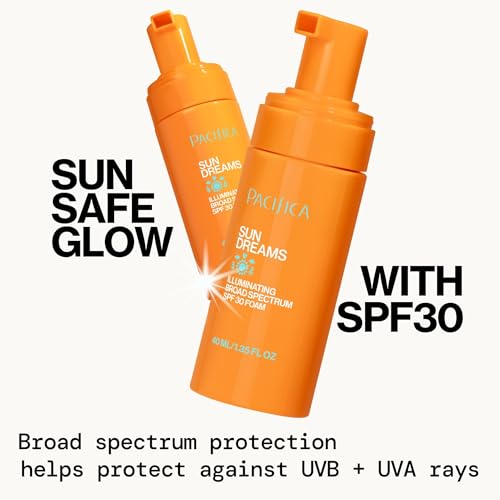 Pacifica Facial Sunscreen - Sun Dreams Illuminating SPF 30 Foam Broad Spectrum Every Day Face Lotion UVA/UVB Protection