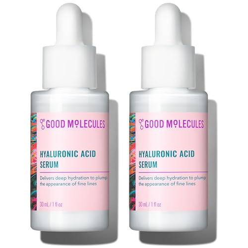 Good Molecules Hyaluronic Acid Serum Pack 2 ? 30 ml Each | 1% Hyaluronic Acid, Non-Greasy Ultra Hydrating Serum, Facial Moisturizer for Plumper Skin, Skin Care for Face