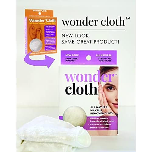 Wonder Cloth (Pack of 6) - All Natural Make-Up Remover Cloth, Removes Makeup Instantly with Just Water, Cleanses and Exfoliates, Machine Washable