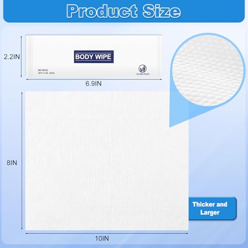100 pcs Body Wet Wipes Individually Wrapped, Disposable Skin Cleansing Wipes, Individual Wrapped, Safe, Convenient, Lightweight, Aloe Vera for Butt, Hands, Face Cleaning, Daily Use
