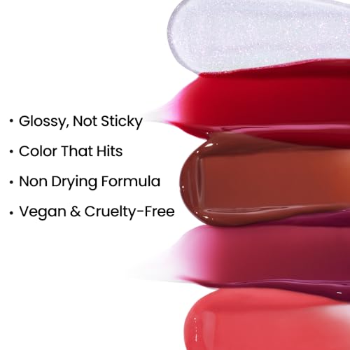 Glossy Lip Stain ? Plumping Hydrating Lip Oil Tint with Hyaluronic Acid & Peptide Complex ? Non-Sticky High Shine Pigmented Finish ? That¡¯s Tea (Brown) 0.11 oz.