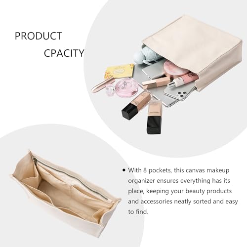 Pure color canvas cosmetic bag ins wind liner travel simple and portable multifunctional storage bag