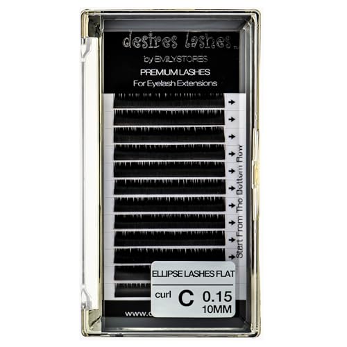DESIRES LASHES By EMILYSTORES Ellipse Eyelashes 0.15mm Thickness C Curl Length 10mm Flat Lashes Extensions Volume Soft For Lash Extension(Ellipse,Flat0.15,C,10mm)