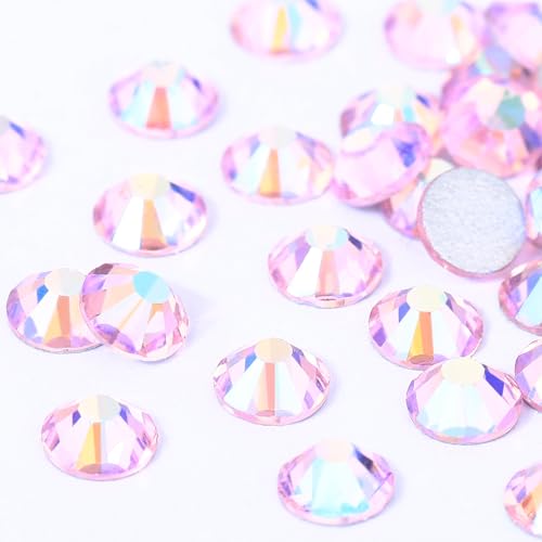 Novani Pink AB Rhinestones Glass Rhinestone for Crafts Flatback Crystals Gems and Rhinestones for Nails Art Makeup Face Clothes Shoes Decoration DIY(SS20, 1440pcs, Pink AB)