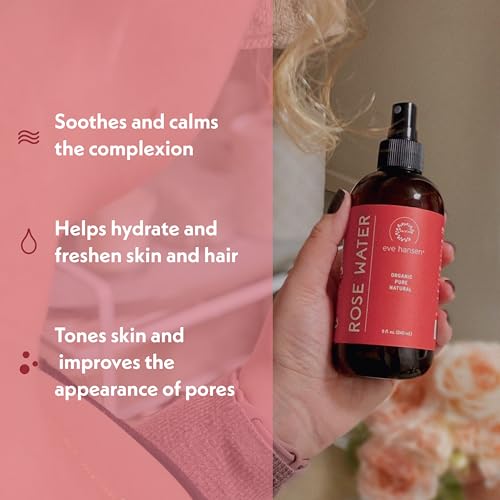 Eve Hansen Bundle - 100% Pure Organic Rose Water Spray 8 oz & Hyaluronic Acid Serum for Face 2 oz - Hydration Duo for Radiant, Moisturized Skin