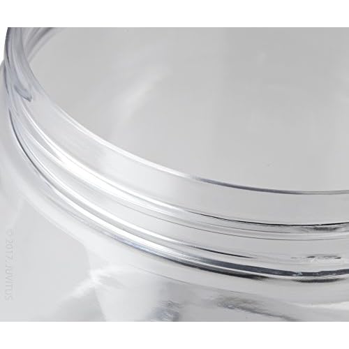 (6 Pack) 8 oz Clear Plastic Low Profile Wide Mouth Jar with Gold Metal Overshell Lid Refillable Empty Storage Containers