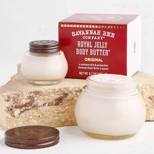 Savannah Bee Company Ultra-Rich Royal Jelly Body Butter Original Formula Set: Deeply Moisturizes, Nourish & Revitalize Skin with Sweet Fragrance of Blackberries & Velvety Vanilla (6.7 Oz & 1.65 Oz)