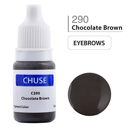 CHUSE Microblading Ink Permanent Makeup Pigment 0.35oz/10ml Eyebrow Ink Microblading Pigment for Eyebrow Eyeliner (C290 Chocolate Brown)