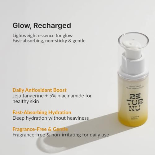 Vitatone Essence, Vitamic C Serum with 5% Niacinamide & Jeju Green Tangerine, for Glass Skin, Clarifying, Radiant Complexion, Fast Absorbing, Korean Skincare (30ml / 1.01 fl. oz)